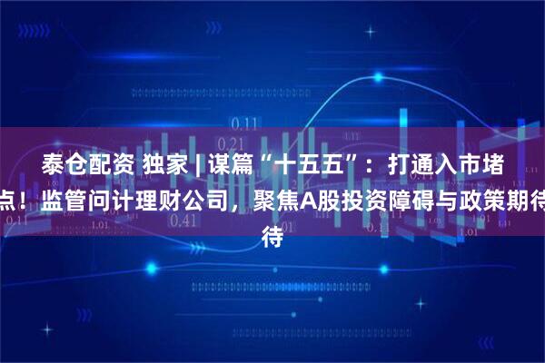 泰仓配资 独家 | 谋篇“十五五”：打通入市堵点！监管问计理财公司，聚焦A股投资障碍与政策期待
